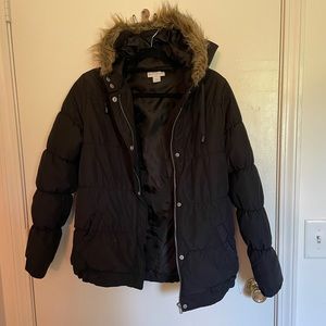 Cotton On Puffer with Faux Fur Hood